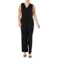 thumbnail image 3 of NY Collection Womens Petites Matte Jersey V-Neck Jumpsuit, 3 of 4