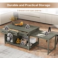 thumbnail image 4 of 60" Extendable Kitchen Island, Closet Island with Drawers and Shelves, Wood Kitchen Prep Table on Wheels with Power Outlets, Coffee Bar Table for Dining Room, Home Bar, 4 of 8