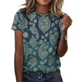 thumbnail image 3 of Paisley T-Shirt O Neck Oversize T-Shirts Short Sleeve Classic Tees Women Summer Graphic Tops, 3 of 5