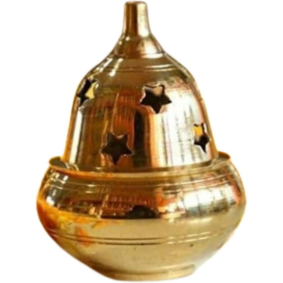 3 Inch Brass Nandha Diya with Lid Traditional Gift for Pooja, Golden