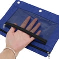thumbnail image 3 of Unique Bargains Smooth Zipper Clear Mesh Double Layer Pencil Case for 3 Ring Binder Blue, 3 of 7