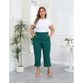 thumbnail image 2 of HDE Plus Size Pull On Capris for Women Teal - 2X, 2 of 6