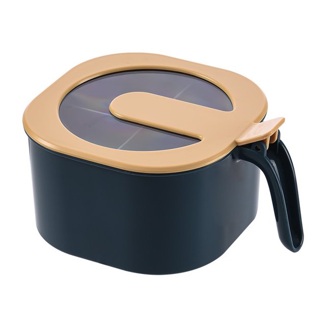 CAROOTU Seasoning Box Salt Jar Kitchen Seasoning Organizer Sugar Storage Box With Lid 4-Compartment Household
