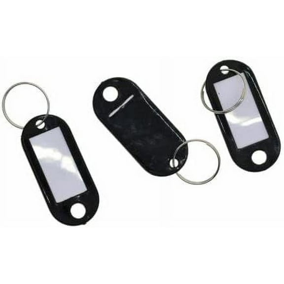 Pack of 10 Black Key Tags Plastic ID Tags Name Label Key Fob Tag (Black)