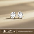 thumbnail image 3 of JeenMata 4 Prong 0.5 Carat Oval Cut Moissanite Solitaire Stud Earrings in 18k Yellow Gold Plating for Women, 3 of 11