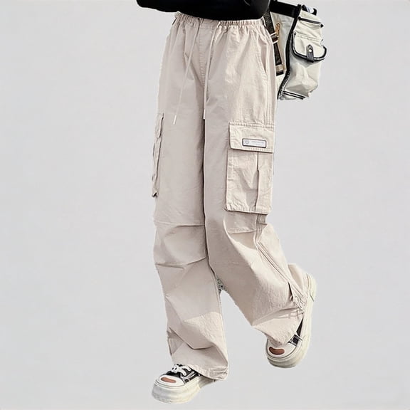 Krdevn Girls Cargo Pants Summer Lightweight Casual Outdoor Play School Elastic Waist with Pockets Comfortable Breathable Loose Fit ,4-5 Years
