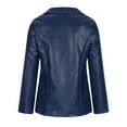 thumbnail image 5 of Meichang Long Sleeve Blazer for Women Leather Lapel Open Front Blazer Lightweight Single Breasted Overcoat Solid Color Outwear, 5 of 8