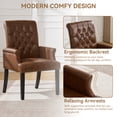 thumbnail image 5 of Leather Dining Chair with Arms, Upholstered Tufted High Back Dining Room Chairs, Accent Armchair with Solid Wood Leg and Nailhead Trim, Bright Brown, 5 of 8