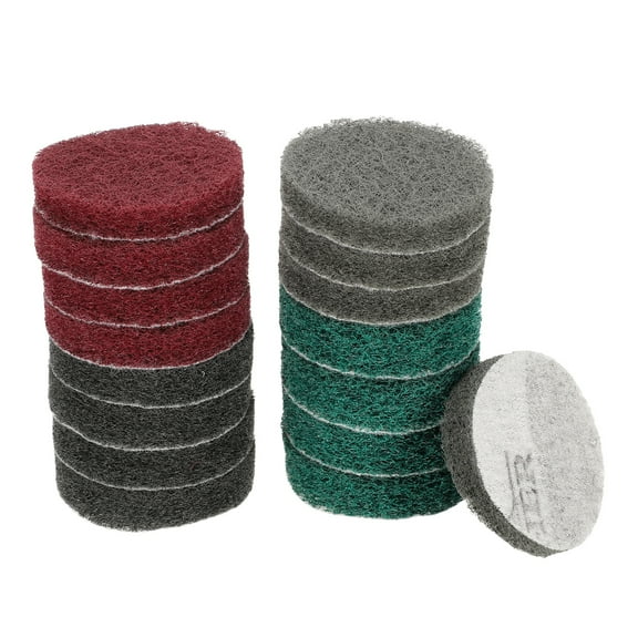 Uxcell 4pcs Scrubber Scouring Pads 180 400 800 1200 Grits 2" Drill Power Brush Hoop and Loop Conditioning Disc, 4 Colors
