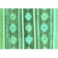 thumbnail image 1 of Ahgly Company Machine Washable Indoor Rectangle Abstract Turquoise Blue Modern Area Rugs, 4' x 6', 1 of 4