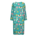 thumbnail image 4 of Yuyamidu Hippier Butterfly Womens Zipper Robe Long Lightweight Bathrobe Blue Sleepwear Gown Flower Long Sleeve Robes for Women Plus Size S Ladies Lounge Dresses, Below the Knee, 4 of 7