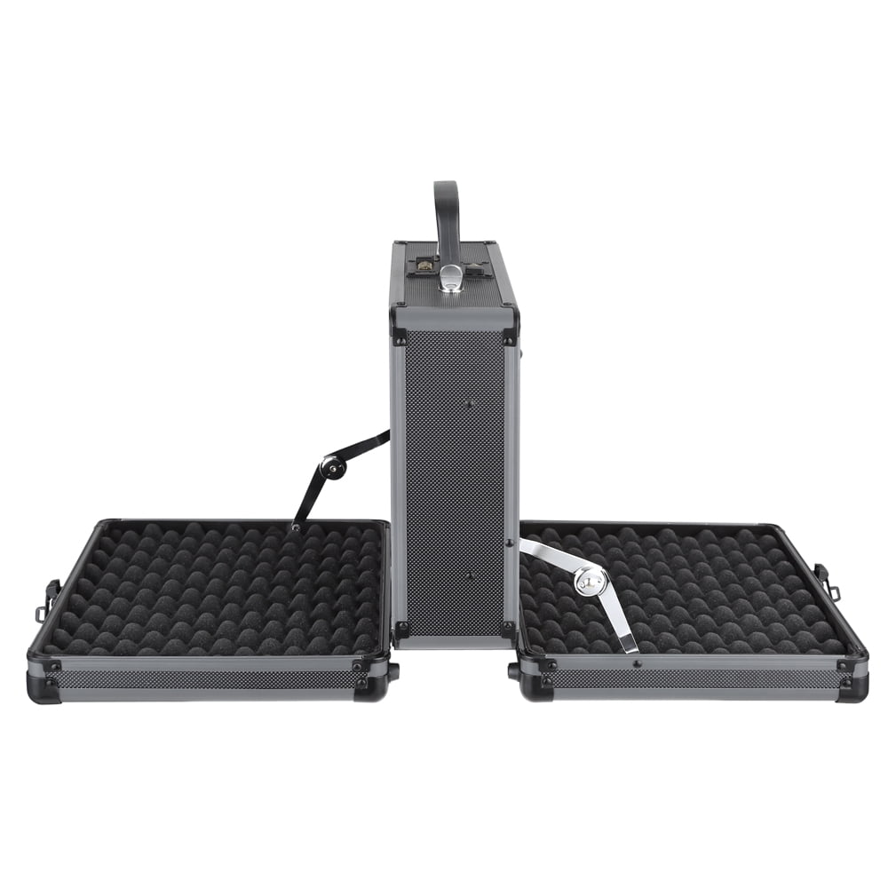 iKayaa Double Sided Aluminum Hard Pistol Handgun Case With 2 Combination Locks Security Gun