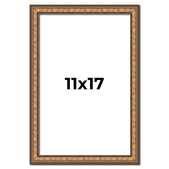 11x17 Frame Gold Real Wood Picture Frame Width 1.25 inches | Interior Frame Depth 0.5 inches |