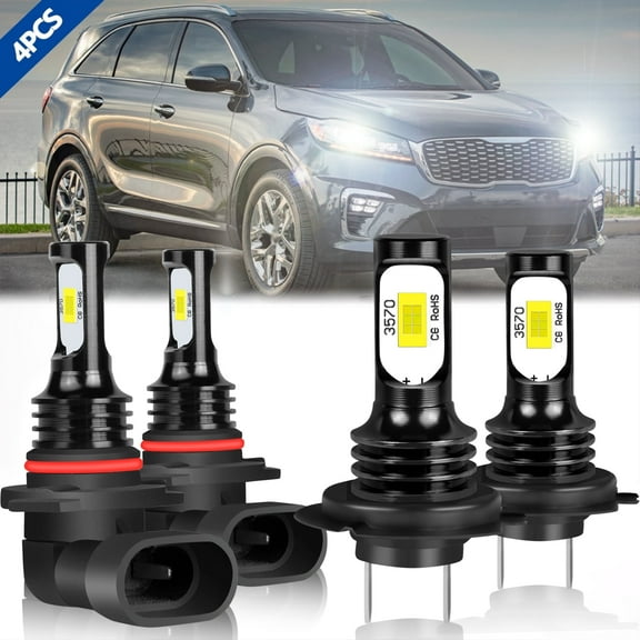 For Kia Sorento 2019-2020 LED Headlights High Low Beam 4 Bulbs Combo Kit White