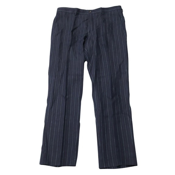 Pre-Owned Etro Pinstripe Trousers in Navy Blue Linen