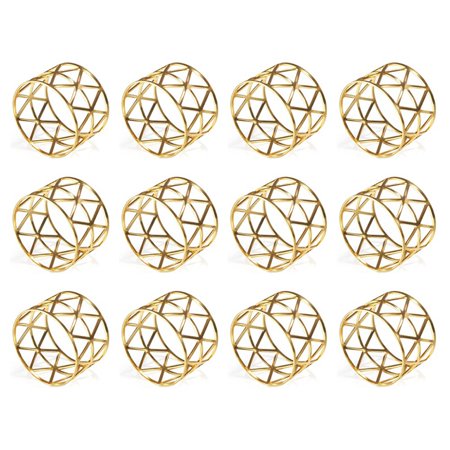 

12 Pack Napkin Rings Holders Hollow Design Decor Wedding Christmas Gathering (Gold)