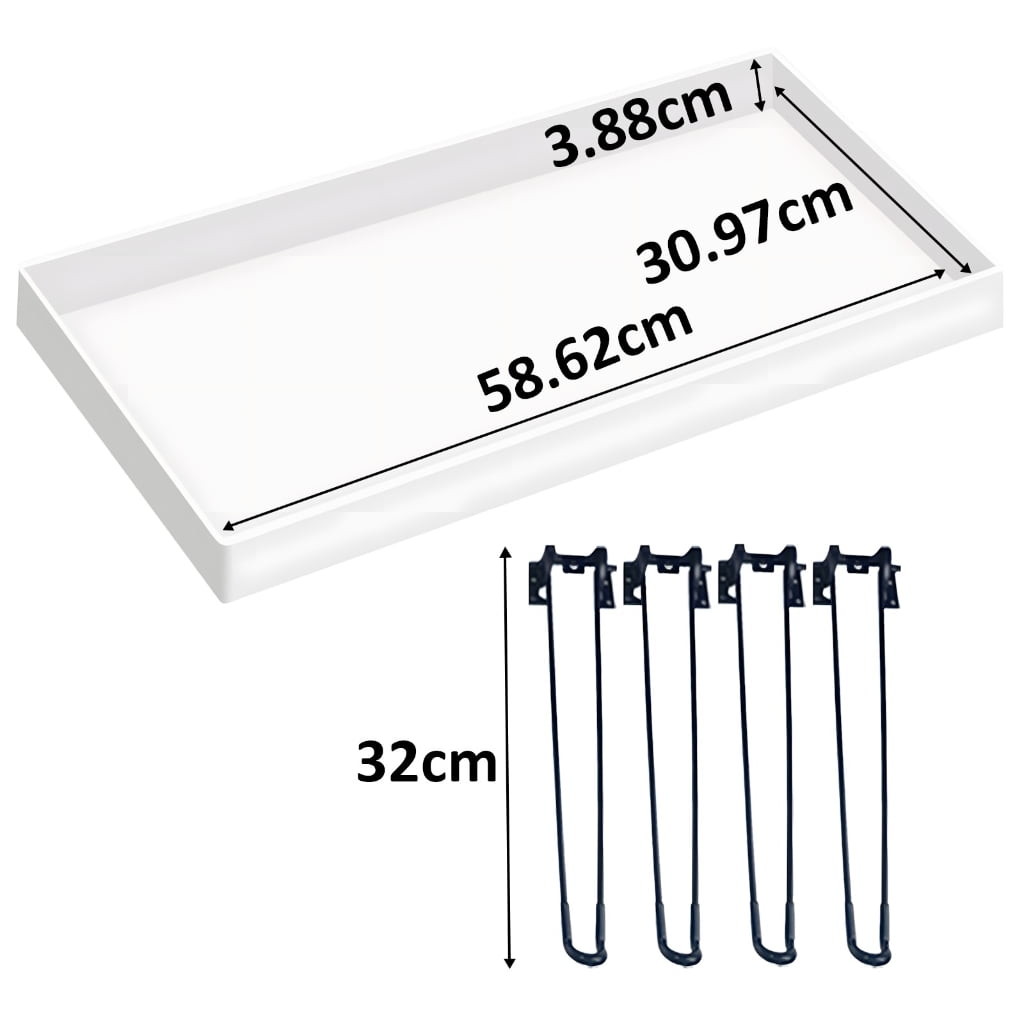 Silicone Table Mould Epoxy Resin Square Craft Set with 4 Metal Legs for Home Decoration