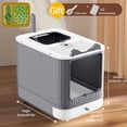thumbnail image 4 of Large Covered Litter Box Furniture with Odor CONTROL, High Privacy, Easy cleaning - Modern  Toilet for Multiple Cats & Large Litter Boxes, Perfect Gift for  Owners, 4 of 15