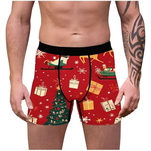 Christmas Digital Printing Breathable Close Fitting Men's Underpants Comfortable Boxers