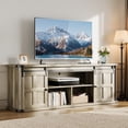 thumbnail image 4 of Garvee Farmhouse Entertainment Center TV Stand for 75 Inch TVs - Sliding Barn Doors - Storage Cabinets & Built-in Power Outlets - 70 Inch Media Console Table for Living Room or Bedroom - Light Gray, 4 of 8