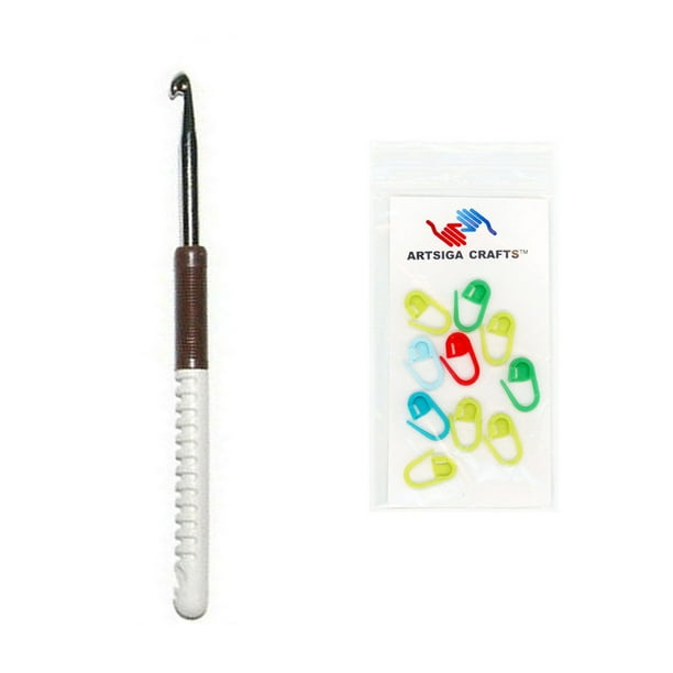 addi Bundle Comfort Grip Crochet Hooks with 10 Artsiga Crafts Stitch