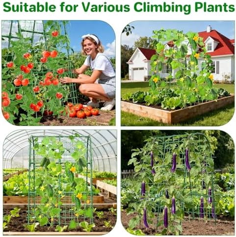 Cucumber Trellis for Raised Bed, U-Shape Garden Trellis for Climbing Plants Outdoor, Metal Arch Trellis for Vegetables, Plant Support for Tomato, Pea, Zucchini(31.5" L×30" W×47.2" H-Small)