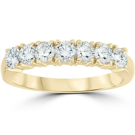 Pompeii 1ct Diamond Wedding Ring Anniversary 14k Yellow Gold 7-Stone Womens Band (G/H,I1)