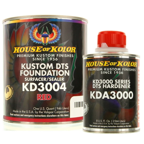 House of Kolor QUART KIT RED Color KD3004 DTS Surfacer / Sealer w/ Hardener