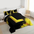 thumbnail image 3 of Manfei Female Men Initial Alphabet Baseball L Full Size Comforter Sets 3-Piece,Black Yellow Graffiti Splash Bedding Comforter Set,Sport Gamer Lightweight Bedding Sets,Microfiber Bedroom Decor, 3 of 8