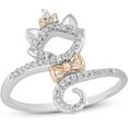 thumbnail image 2 of Two Tone Metal Ring, Aristocats Diamond Engagement Ring, Bypass Diamond Ring, Animal Ring, Pave Set Diamond Ring, 925 Sterling Silver, 1.9 Ct Simulated Diamond, Birthday Gift For Her, 2 of 3