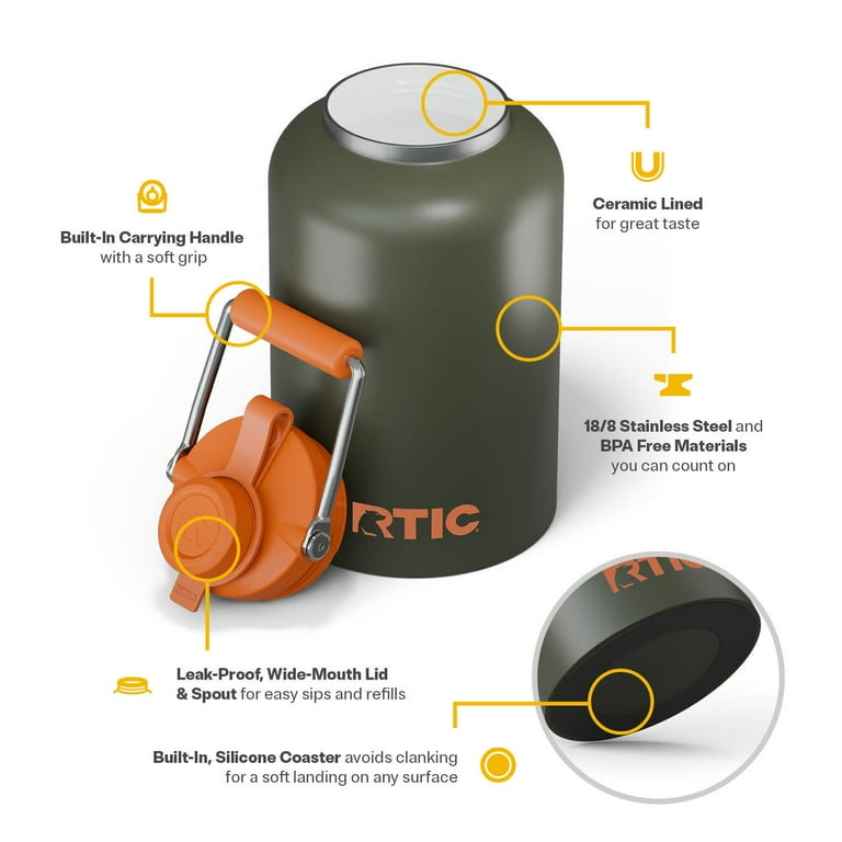 RTIC One Gallon Ceramic Lined Insulated Outback Jug, Leak