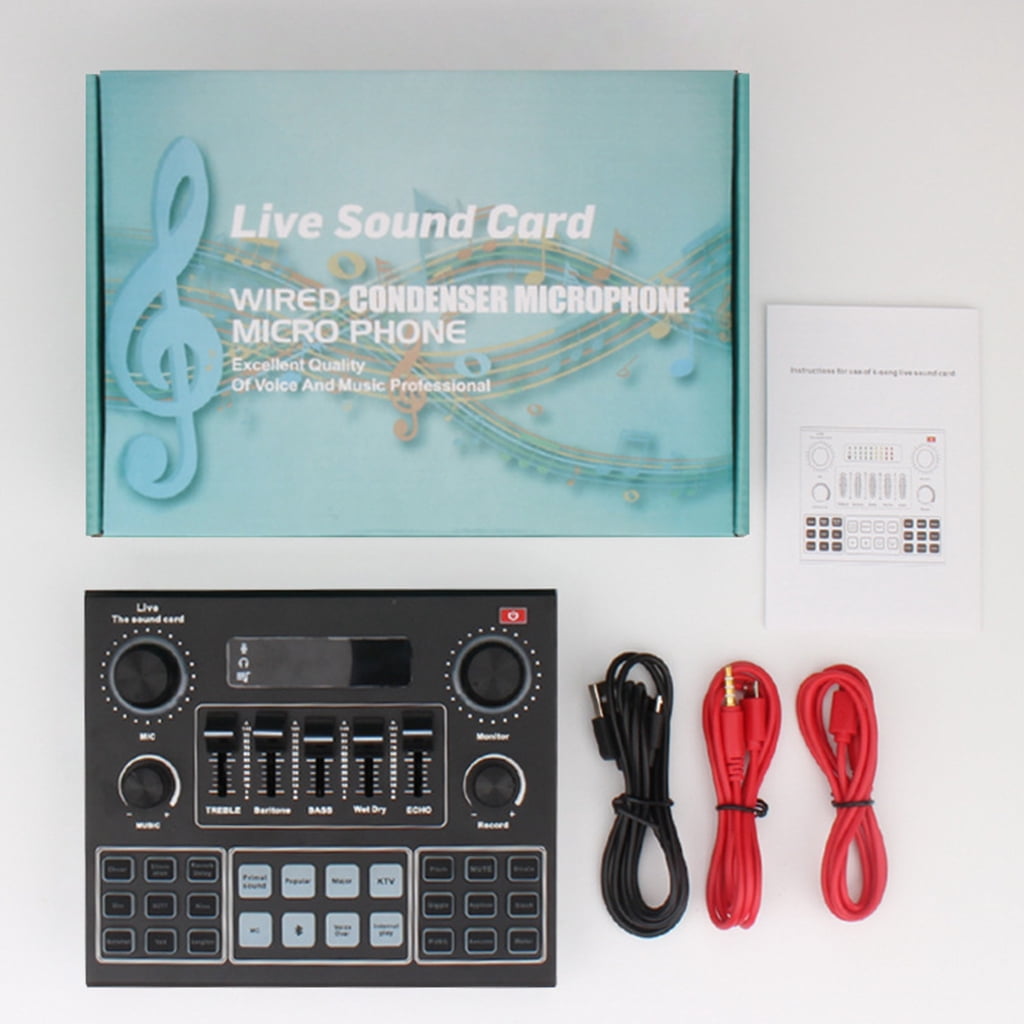 V9 Bluetooth-compatible Sound Card USB Headset Microphone Webcast Live Streaming Sound Card Phone Computer Singing Sound