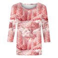 thumbnail image 5 of Darzheoy Christmas Womens Tops Pullover Solid Color Graphic Round Neck 3/4 Sleeve Sweatshirts Comfortable Hoodless Trendy Fall Winter Printed Blouses, 5 of 5