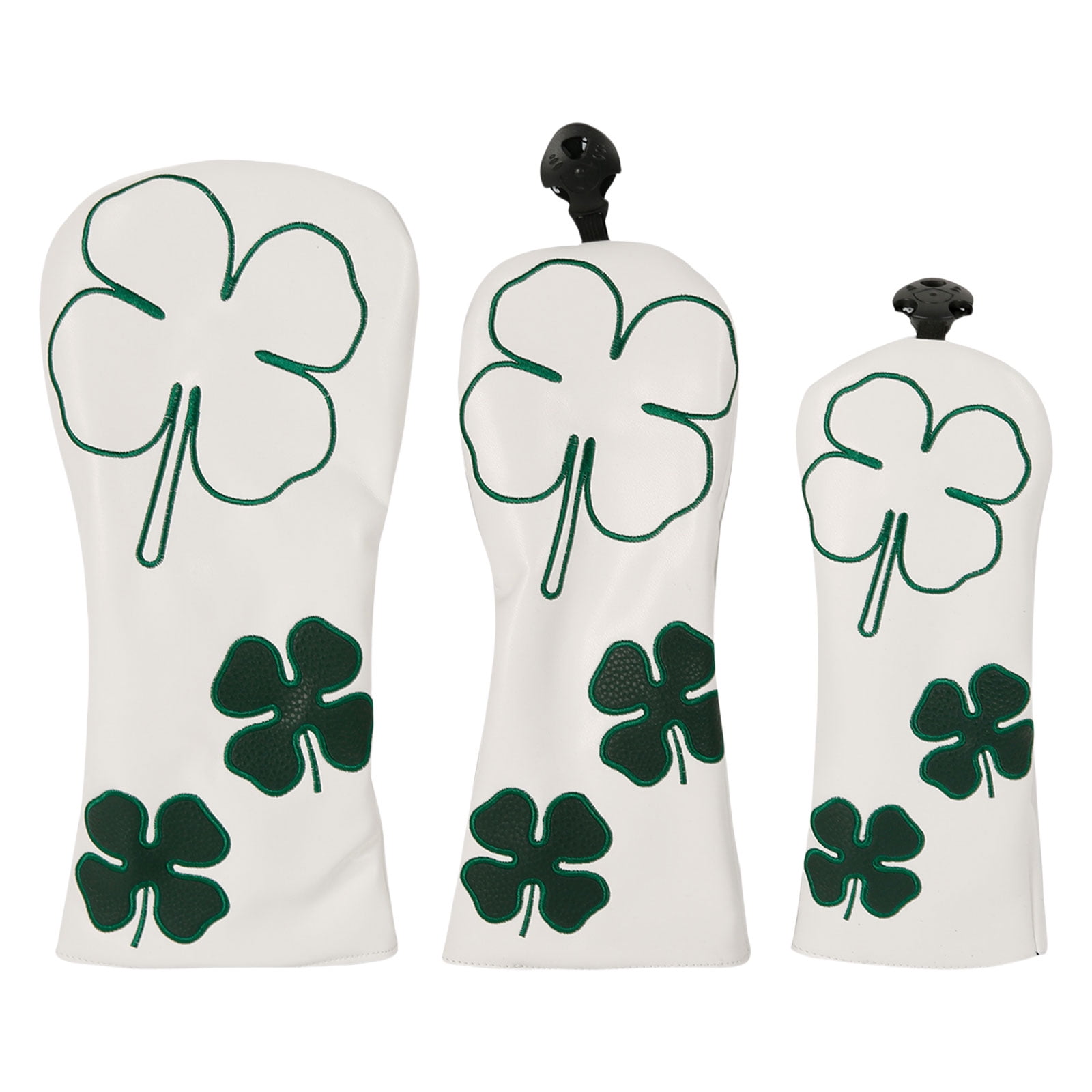 BIBABLYKE 3Pcs Leaf Pattern Fairway Wood Headcover Waterproofs PU Leather Golfs Club Head Cover Replacement Driver Headcover