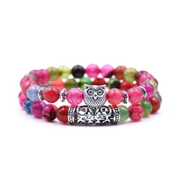 Wentin Bracelets Clearance! Natural Stone Owl Bracelet Natural Stone Owl Beaded Bracelet Volcano Rock Red Pin E Versatile Couple Bracelet