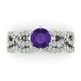 thumbnail image 2 of Clara Pucci 14K White Gold Round Cut 1Ct Natural Amethyst Engagement Ring + Matching Band - Luxury Box Included, 2 of 7