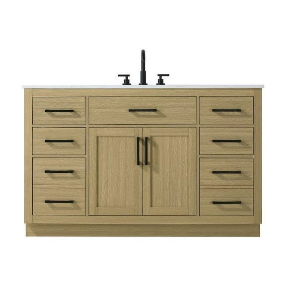 Elegant Kitchen and Bath Alden 54 Inch Single Bathroom Vanity In Honey Brown