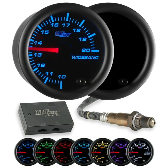 GlowShift | 2-1/16 (52mm) Tinted 7 Color Series Wideband Air Fuel Ratio Gauge for Cars and Trucks