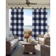 thumbnail image 4 of Blackout Curtains for Bedroom, Navy Blue Check Room Darkening Window Drapes for Living Room, Farmhouse Buffalo Plaid Blue Thermal Insulated Grommet Curtains, 52x63 inch, 2 Panels, 4 of 9