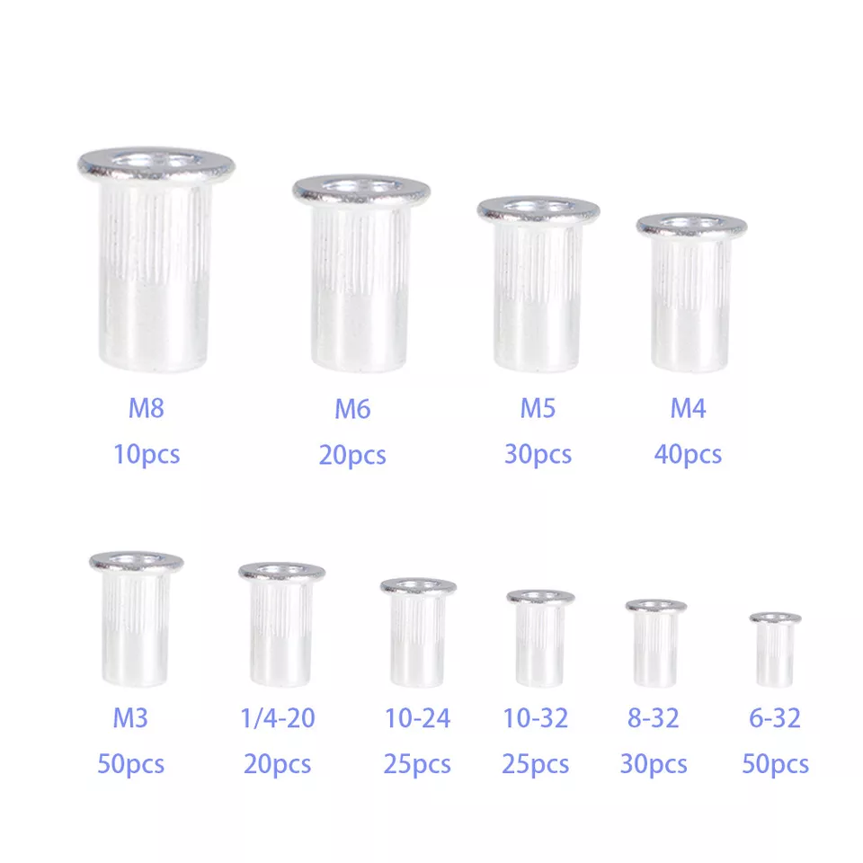 CIRCLE- 300 Pack Aluminum Rivet Nut Rivnut Nutsert Kit Case 150Pcs Metric And 150Pcs Sae