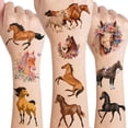 thumbnail image 5 of Tatuajes para niños Drookaen, 8 hojas de tatuajes de caballos para niñas y niños, tatuajes adhesivos para niños como bolsas de fiesta de cumpleaños para niños, regalos de fiesta, 5 of 5