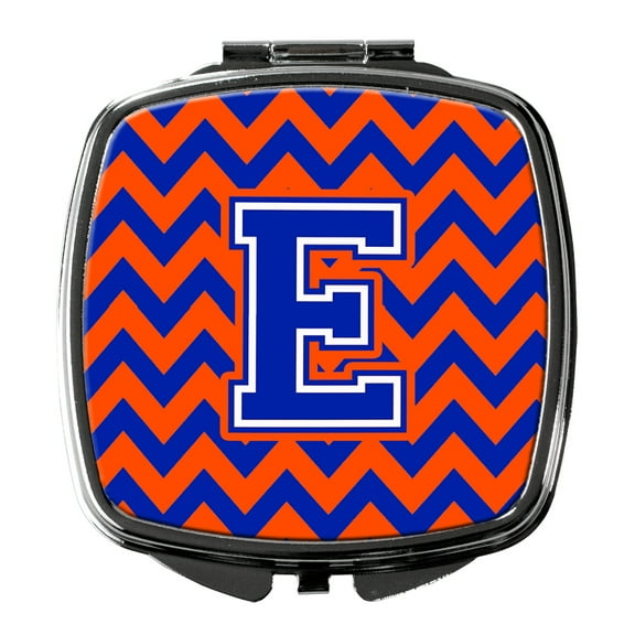 Letter E Chevron Orange and Blue Compact Mirror CJ1044-ESCM
