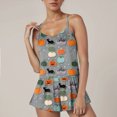 thumbnail image 4 of JFOPQVSM Women Sexy Sleeveless Tank Top Shorts 2 PC Halloween Print Pajama Set Trick-or-Treat Outfit, 4 of 6