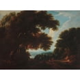 thumbnail image 3 of Jacques d'Arthois 24x19 Black Modern Framed Museum Art Print Titled - Forest Landscape with Figures, 3 of 5