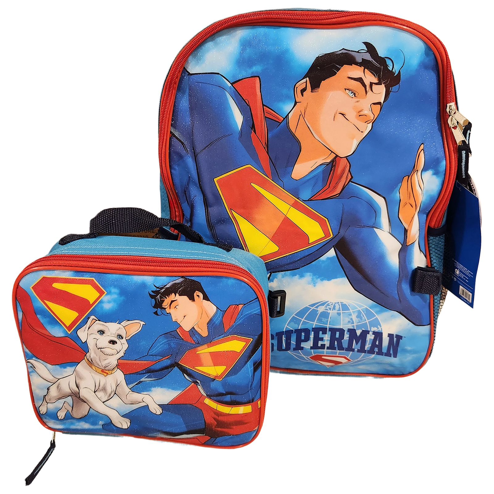 Superman Full Size 16 Inch Backpack with Detachable Lunch Box 2 pieces set