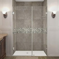 AstonGlobal SDR990-SS-48-10 Nautis 48 x 72 in. Completely Frameless Hinged Shower Door with Glass Shelves in Stainless Steel