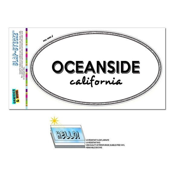 Oceanside, CA - California - Black and White - City State - Oval Laminated Sticker