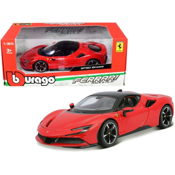 Bburago Ferrari SF90 Stradale Red with Black Top 1 by 24 Scale Diecast Model Car