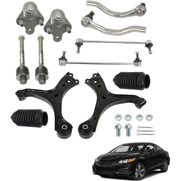 LABLT 10PCS Front Lower Control Arms with Ball Joints Sway Bar Replacement for 2013-2015 Civic MS601100