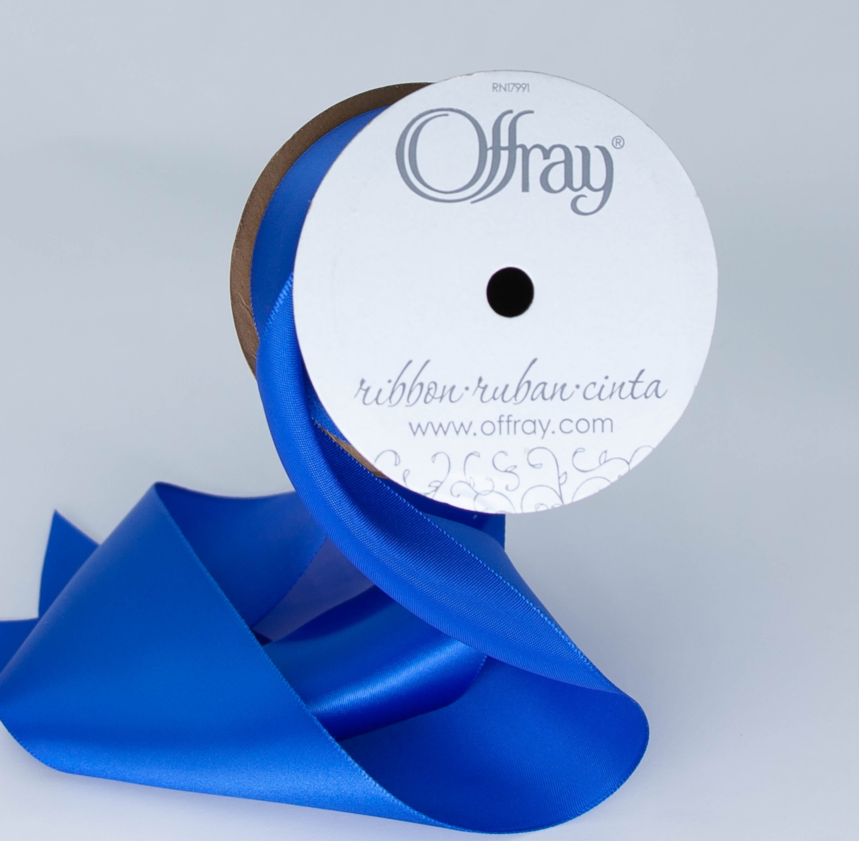 Offray Ribbon, Royal Blue 2 1/4 inch Single Face Satin Polyester Ribbon, 9 feet